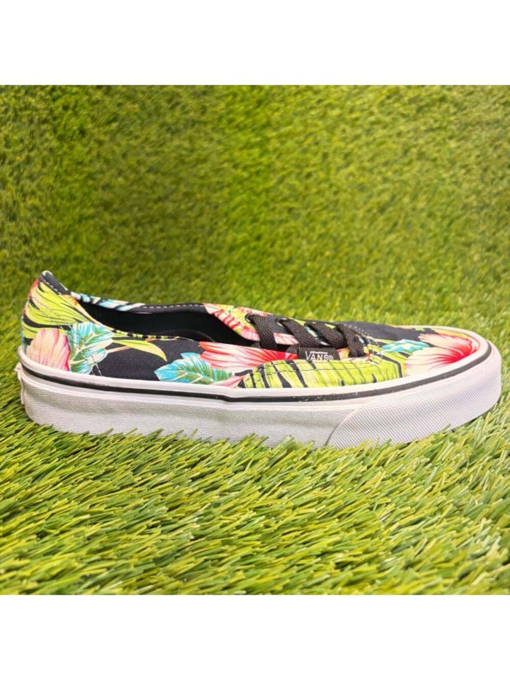 Vans Authentic Hawaiian Floral Womens Size 7 Black Green Athletic Shoes Sneakers